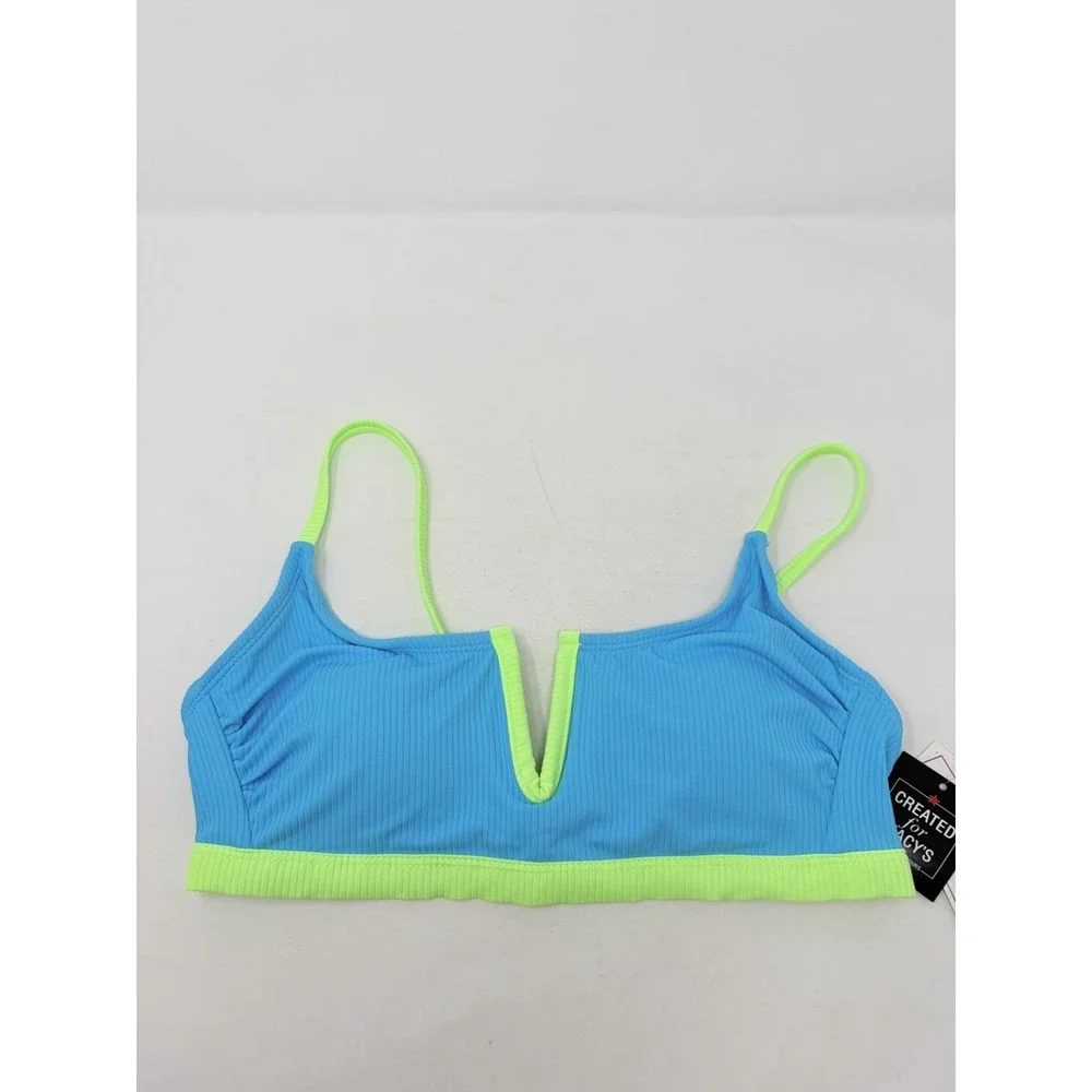 Salt + Cove Juniors Size Small V-Wire Ribbed Bralette Bikini Top in Blue 1523